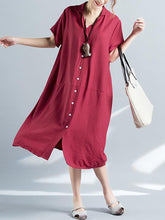Loose Pure color Comfortable Long Shirt Dress